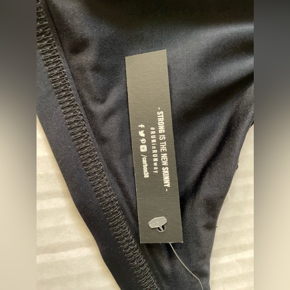 NWT Vitamin A Carbon 38 Swim Celine High Neck Mesh Halter Bikini Top Black S 8/M - Picture 7 of 15